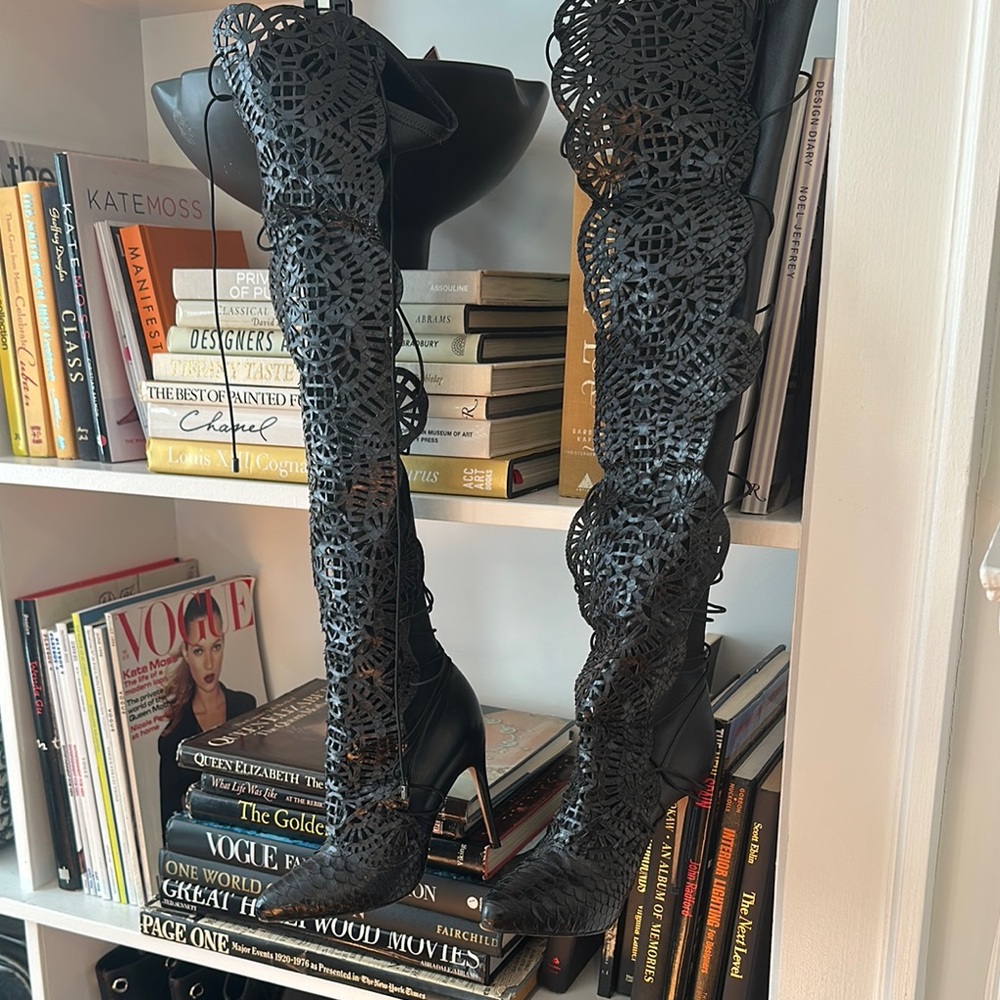 Alexandre Birman Laser Cut Over-the-Knee Boots